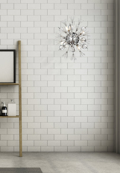 Vera 19 inch crystal starburst wall sconce in chrome