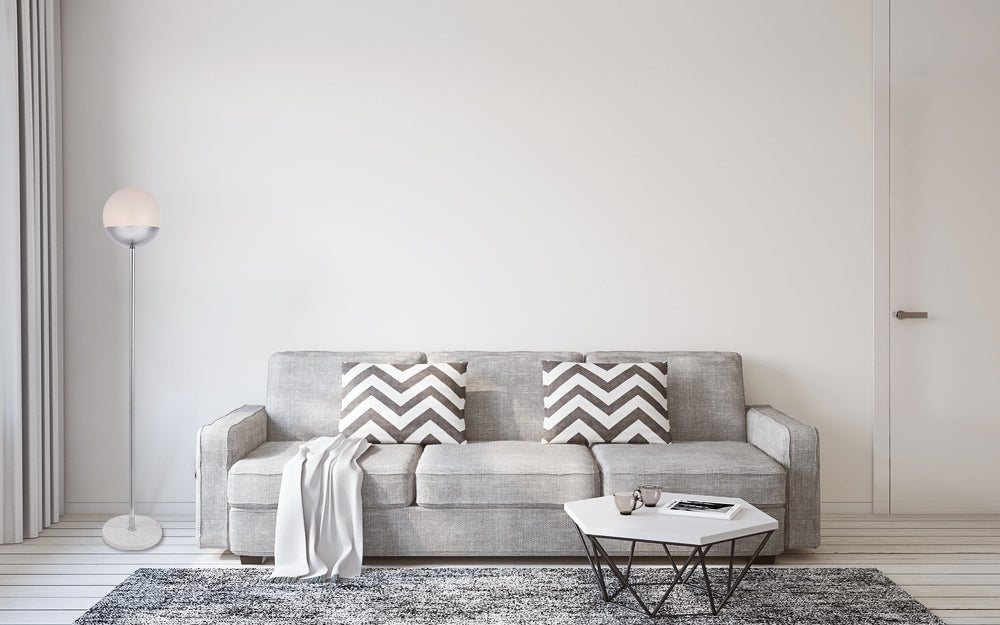 Eclipse 1 Light Chrome Floor Lamp With Frosted White Glass