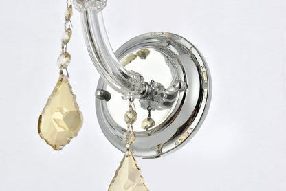 Maria Theresa 5 light Chrome Wall Sconce Golden Teak (Smoky) Royal Cut Crystal