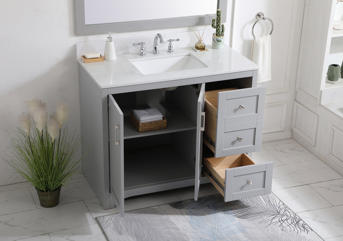 42 inch Single Bathroom Vanity in Grey with Backsplash
