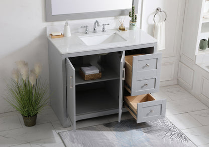 42 inch Single Bathroom Vanity in Grey with Backsplash