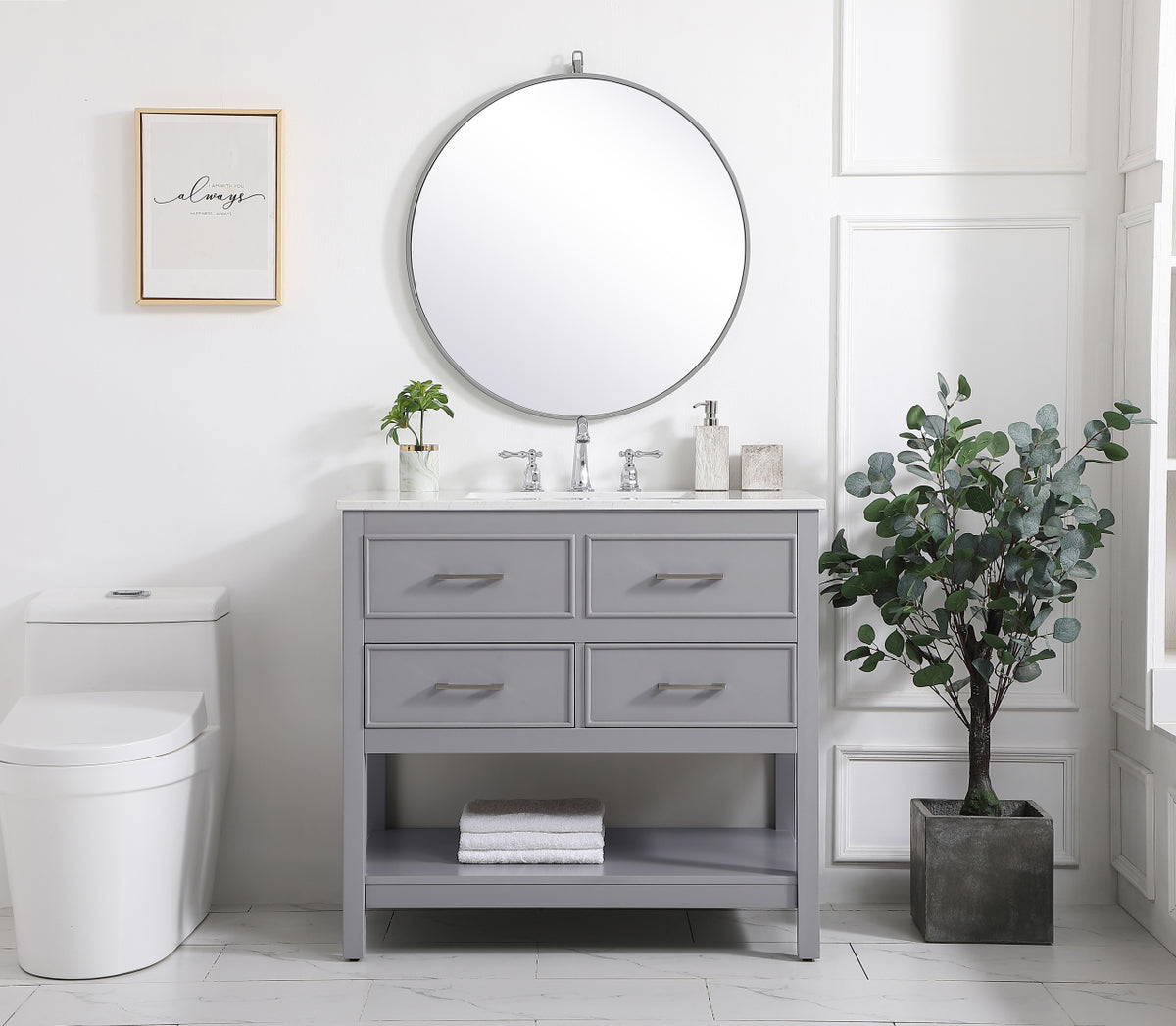 36 inch Single bathroom vanity in gray