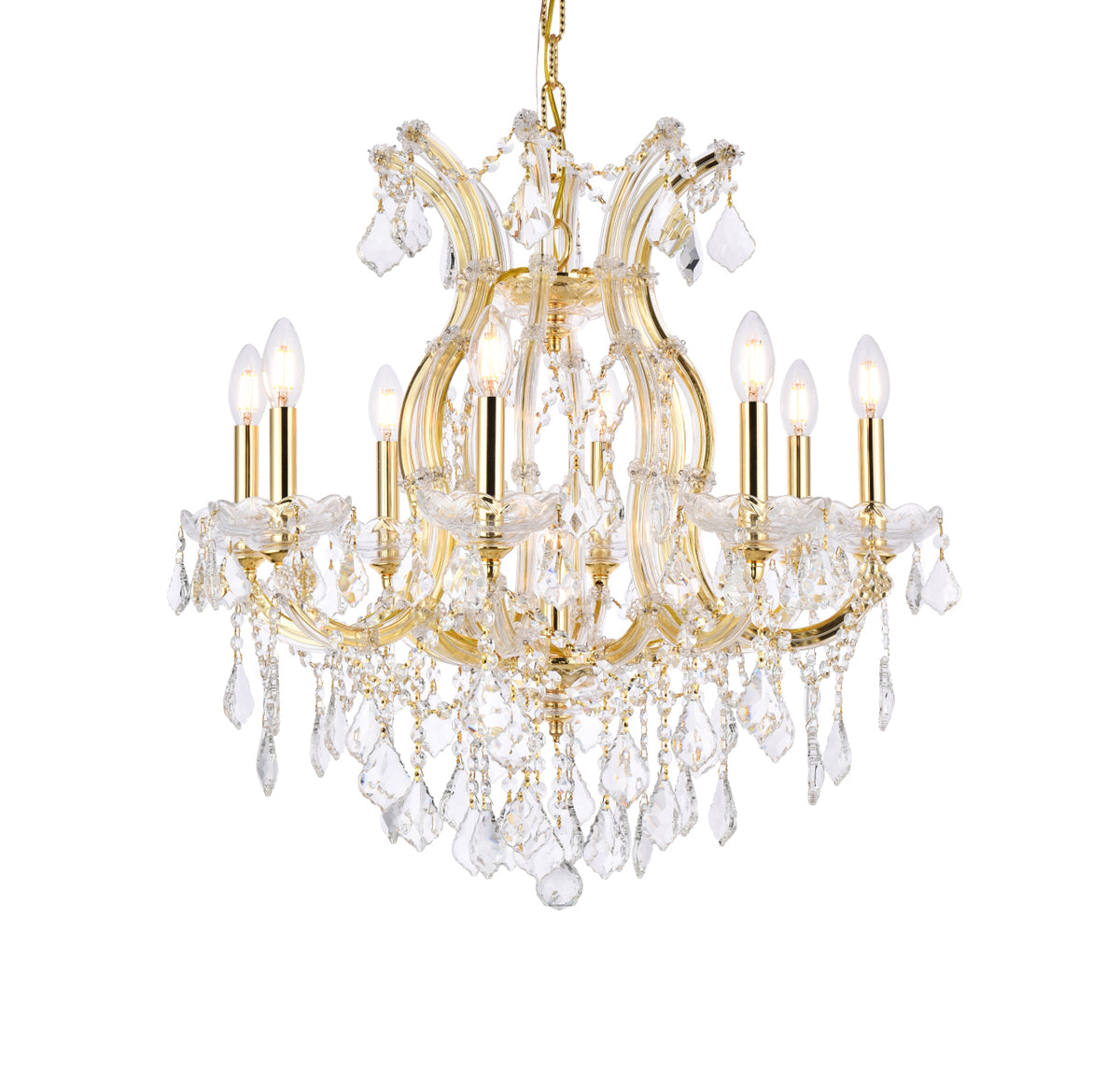 Maria Theresa 9 light Gold Chandelier Clear Royal Cut Crystal