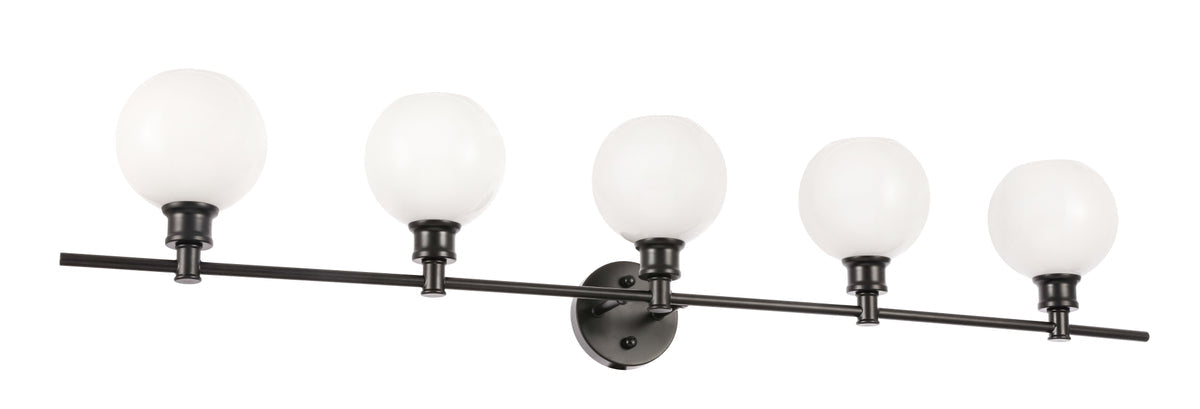 Collier 5 light Black and Frosted white glass Wall sconce