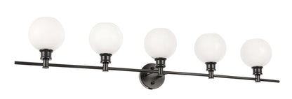Collier 5 light Black and Frosted white glass Wall sconce