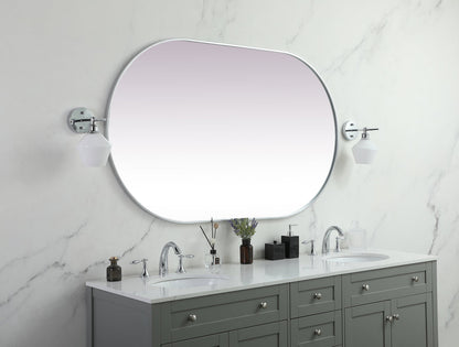 Metal Frame Oval Mirror 36x60 Inch in Silver
