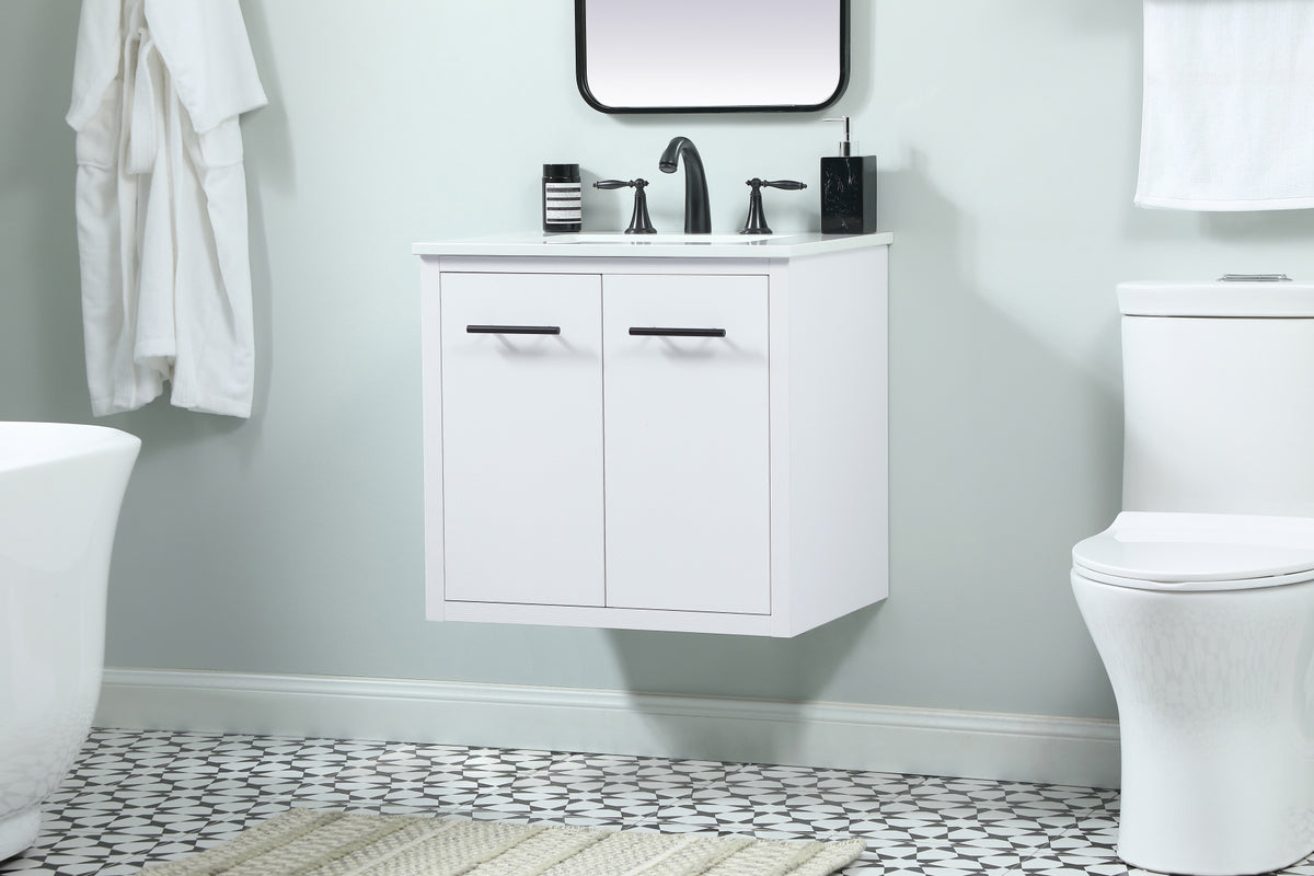 24 inch Single bathroom vanity in white