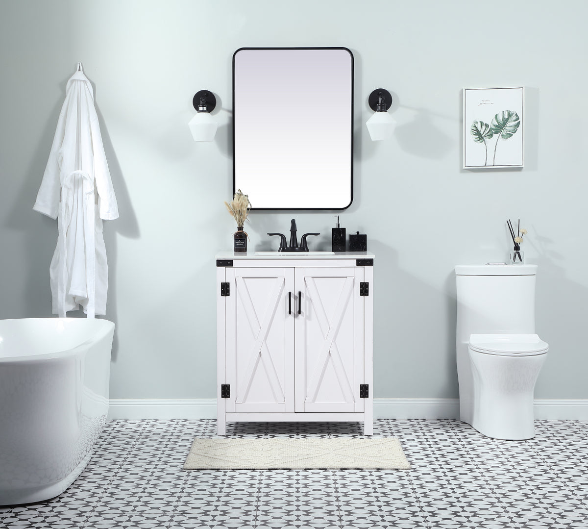 30 inch Single bathroom vanity in white