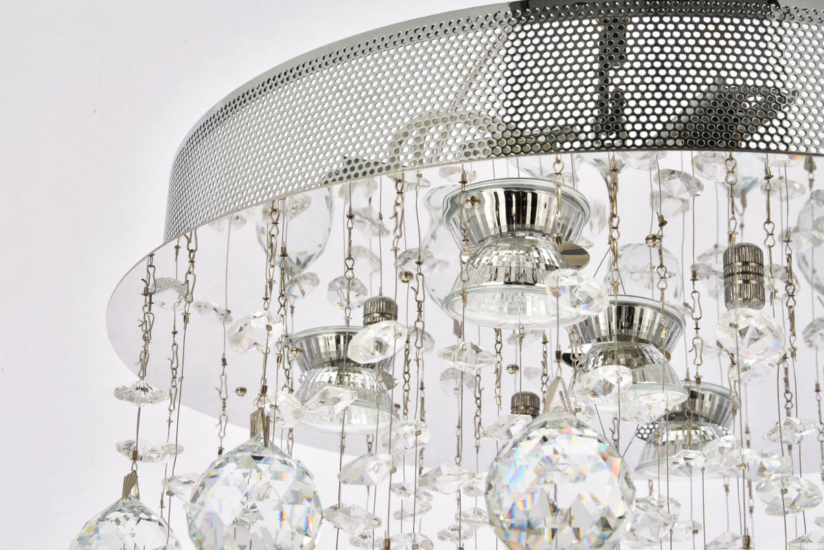 Galaxy 5 light Chrome Flush Mount Clear Royal Cut Crystal