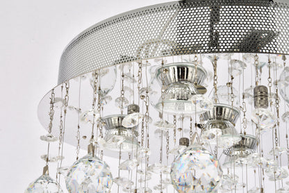 Galaxy 5 light Chrome Flush Mount Clear Royal Cut Crystal