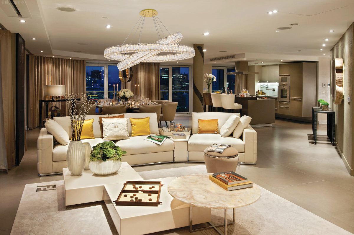 Monroe Integrated LED light Gold Chandelier Clear Royal Cut Crystal