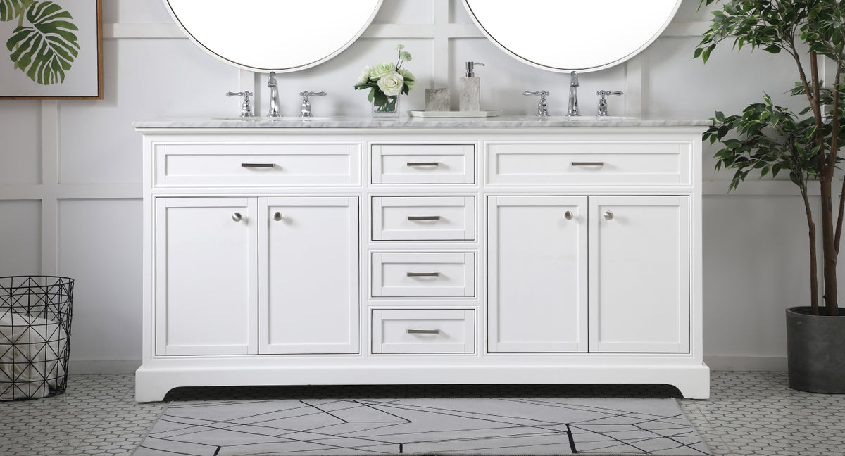 72 inch double bathroom vanity in white