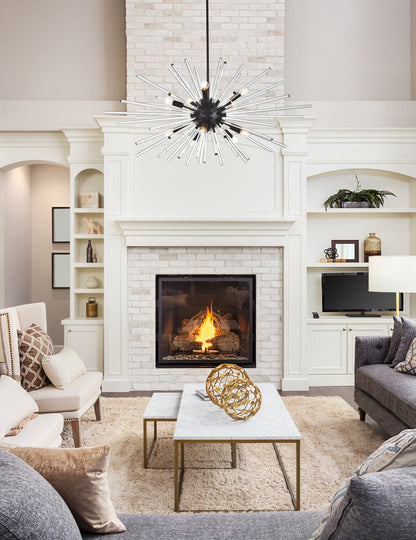 Sienna 46 inch crystal rod pendant in black