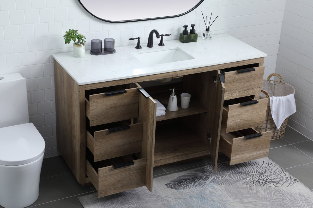 60 Inch SIngle Bathroom Vanity In Natural Oak
