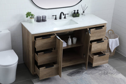 60 Inch SIngle Bathroom Vanity In Natural Oak