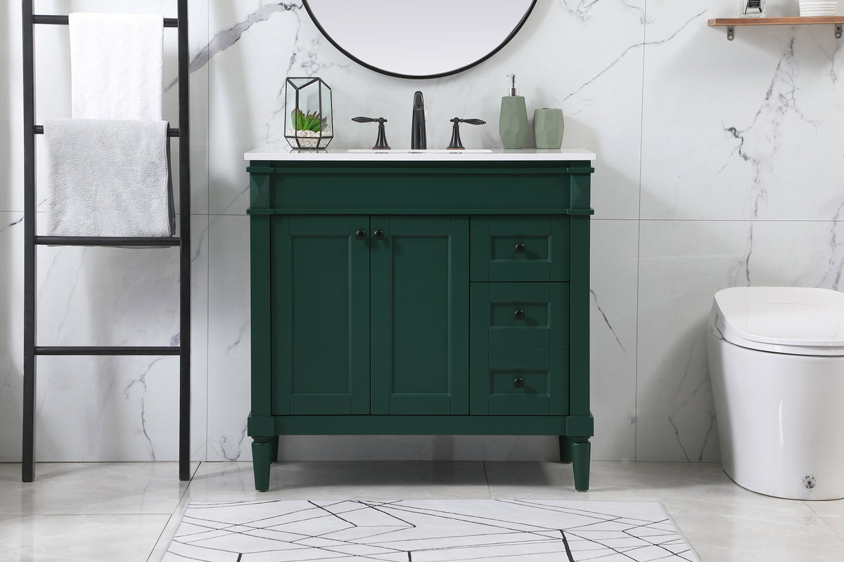 36 inch Single bathroom vanity in green