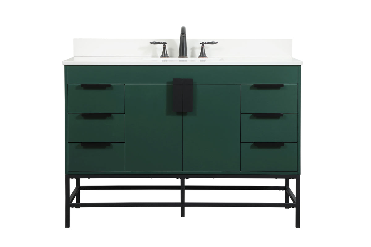48 inch Single bathroom vanity in green with backsplash