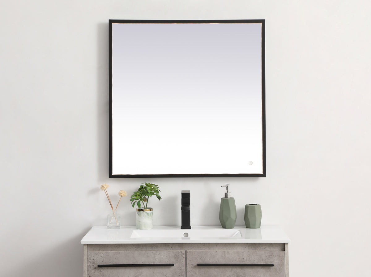 Pier 30x30 inch LED mirror with adjustable color temperature 3000K/4200K/6400K in black