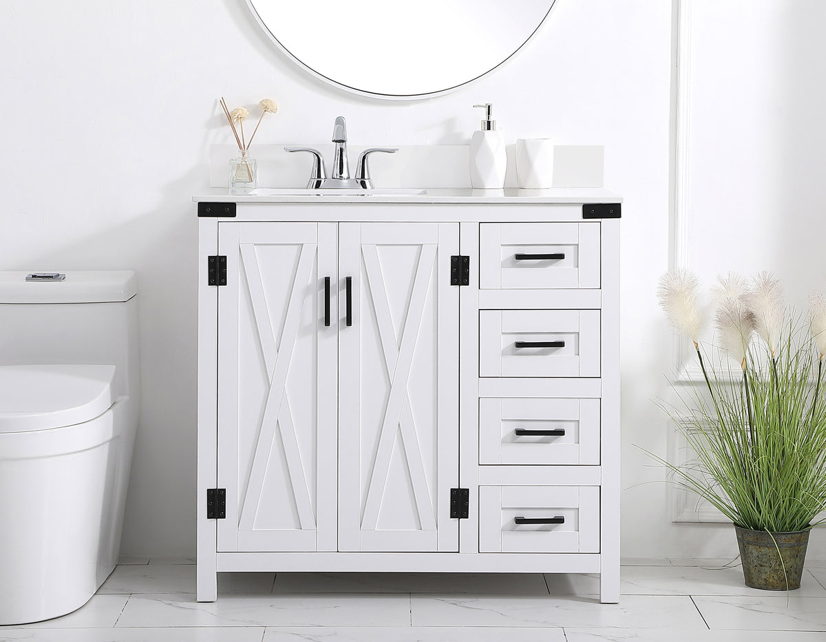 36 inch bathroom Vanity in White with Backsplash