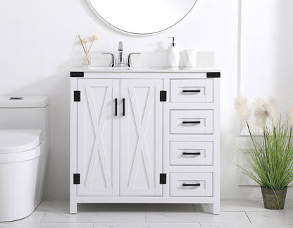 36 inch bathroom Vanity in White with Backsplash