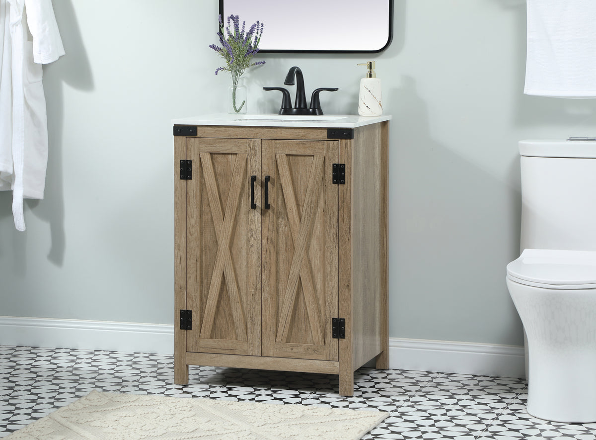 24 inch Single bathroom vanity in natural oak