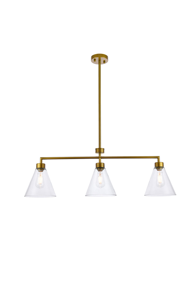 Mera 3 lights brass pendant