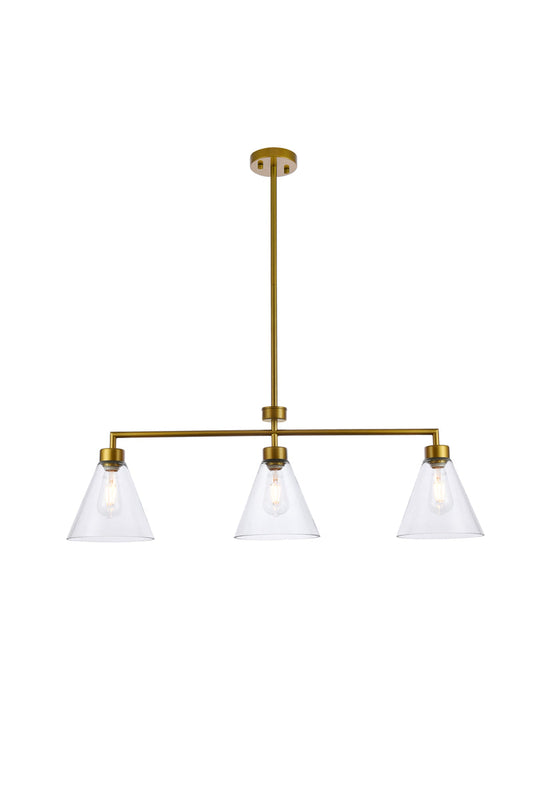 Mera 3 lights brass pendant