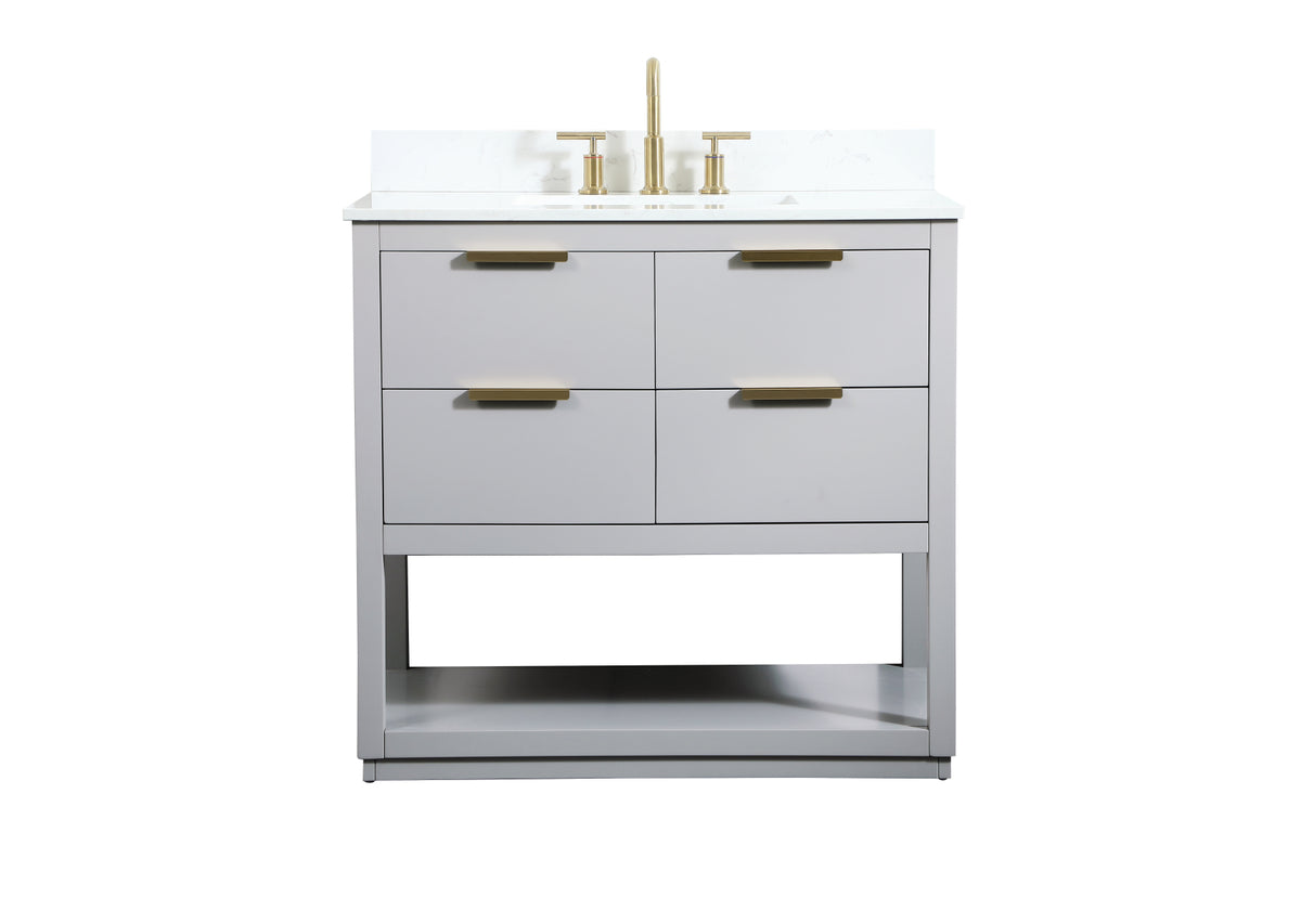36 inch Single bathroom vanity in grey with backsplash