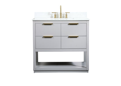 36 inch Single bathroom vanity in grey with backsplash