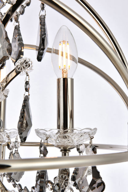 Geneva 5 light polished nickel Pendant Silver Shade (Grey) Royal Cut crystal