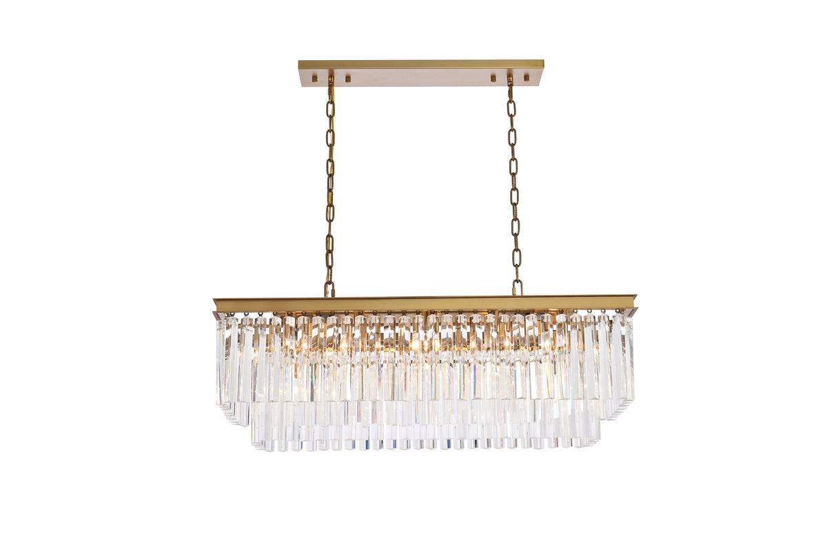 Sydney 40 inch rectangle crystal chandelier in satin gold