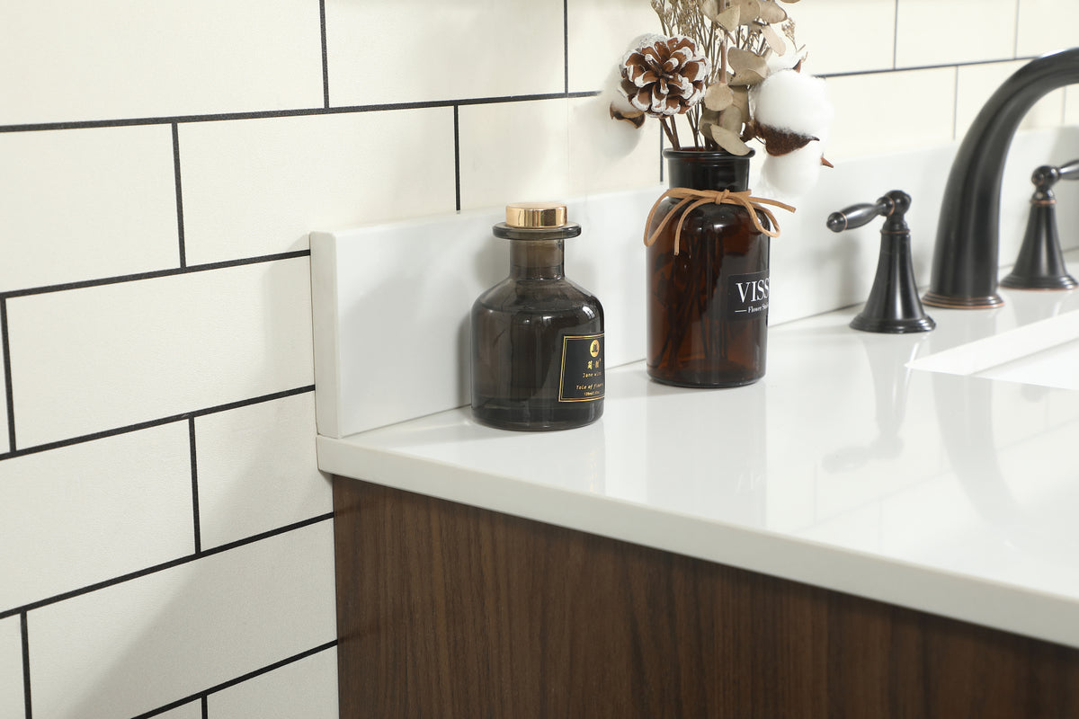 42 inch Single bathroom vanity in walnut with backsplash