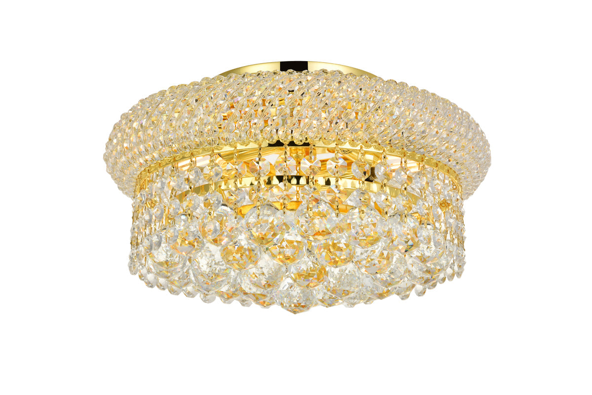 Primo 4 light Gold Flush Mount Clear Royal Cut Crystal