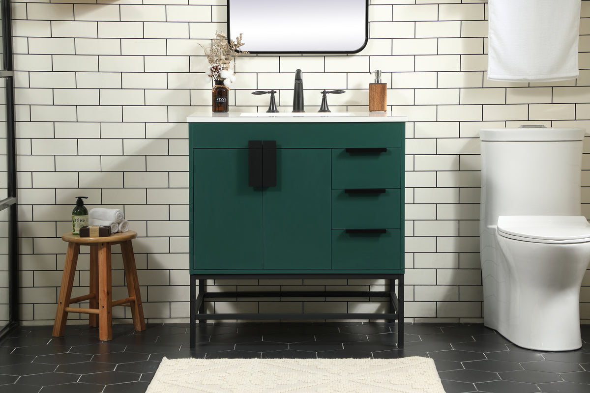 32 inch Single bathroom vanity in green