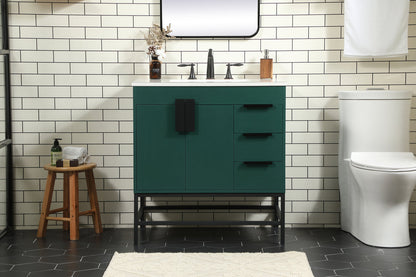 32 inch Single bathroom vanity in green