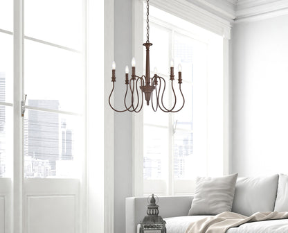 Flynx 6 lights pendant in weathered oak