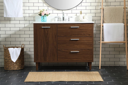 42 inch bathroom vanity in Walnut with backsplash