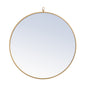 Metal frame Round Mirror with decorative hook 28 inch Brass finish