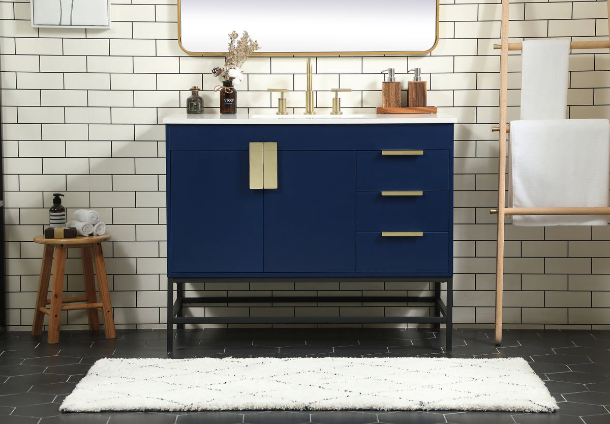 42 inch Single bathroom vanity in blue