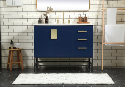 42 inch Single bathroom vanity in blue