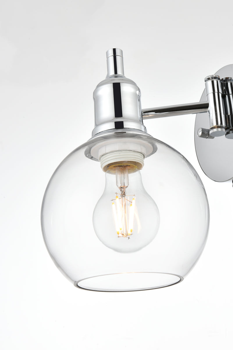 Caspian 1 light Chrome and Clear swing arm plug in wall sconce