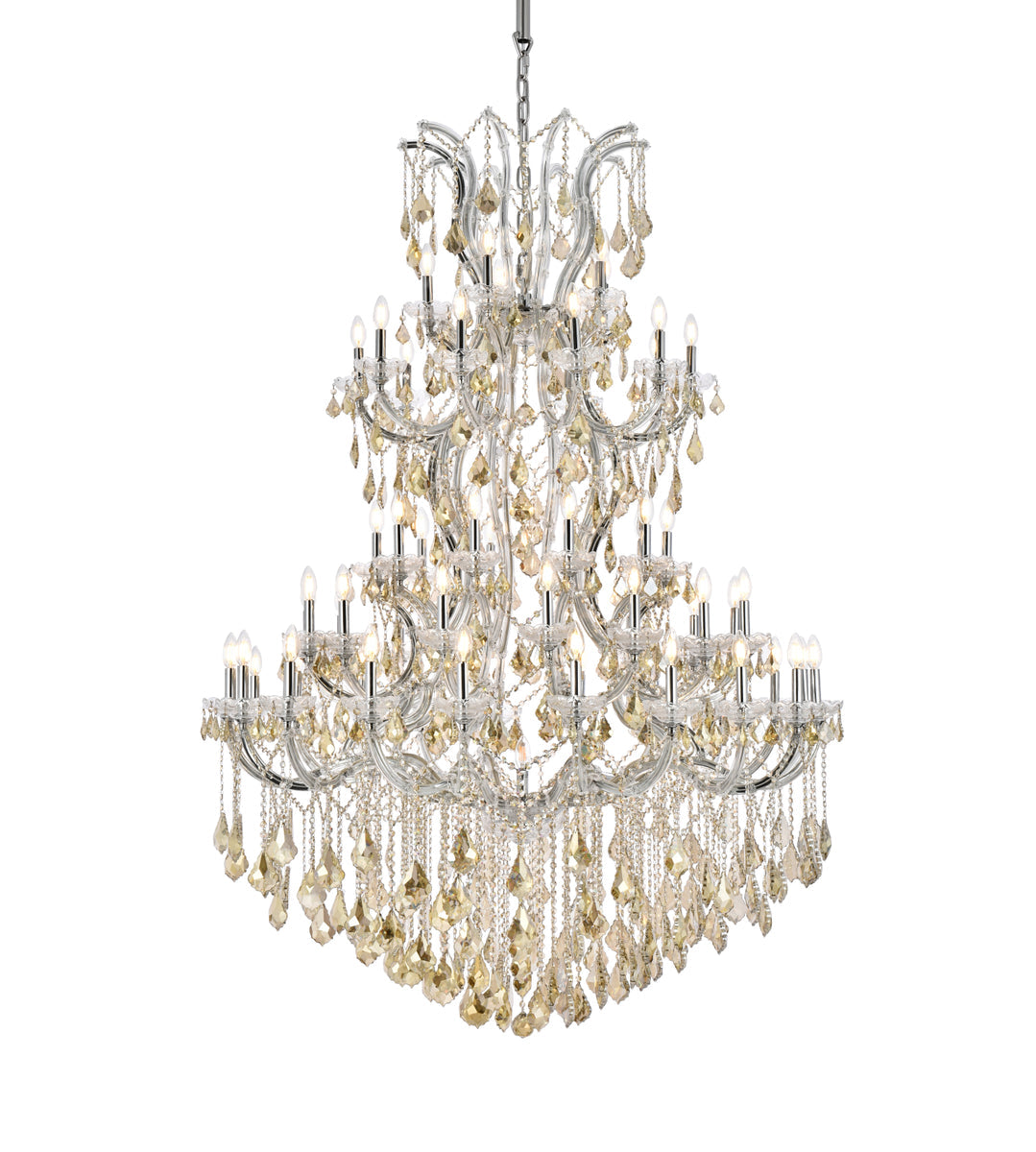 Maria Theresa 61 light Chrome Chandelier Golden Teak (Smoky) Royal Cut Crystal