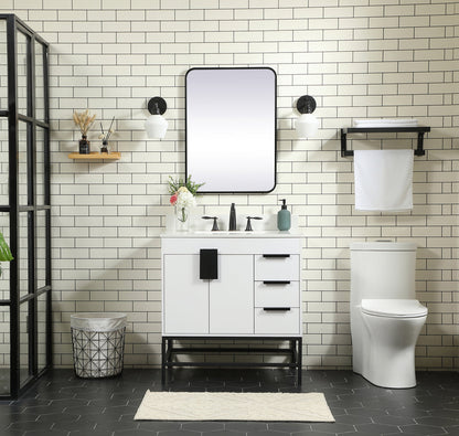 32 inch Single bathroom vanity in white with backsplash