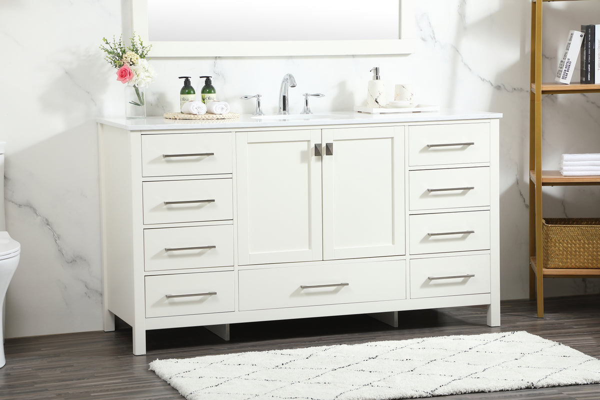 60 inch Single bathroom vanity in white