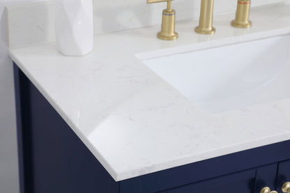 36 inch Single Bathroom Vanity in Blue with Backsplash