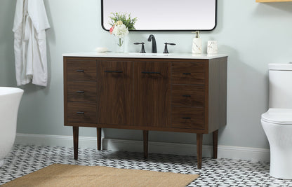 48 inch Single bathroom vanity in walnut