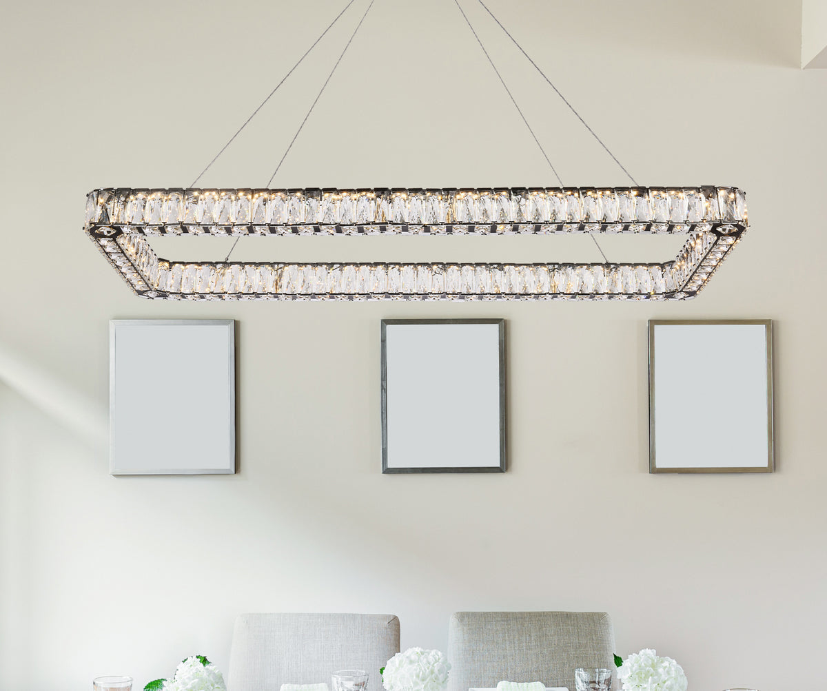 Monroe 50 inch LED Single rectangle pendant in black