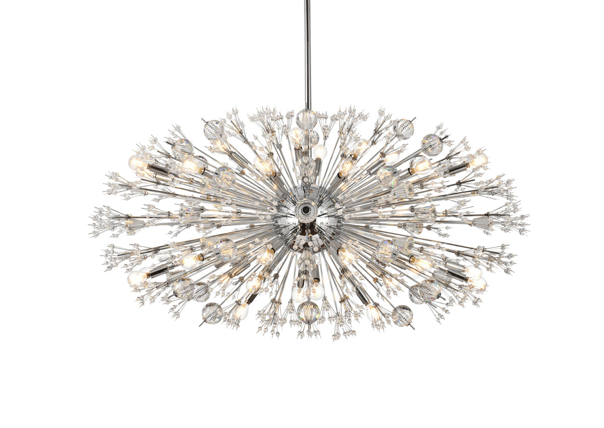 Vera 48 inch crystal starburst oval pendant in chrome