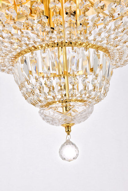 Tranquil 10 light Gold Flush Mount Clear Royal Cut Crystal