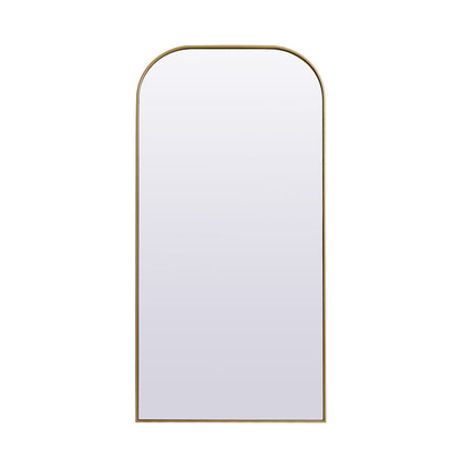 Metal Frame Arch Full Length Mirror 35x72 Inch in Brass